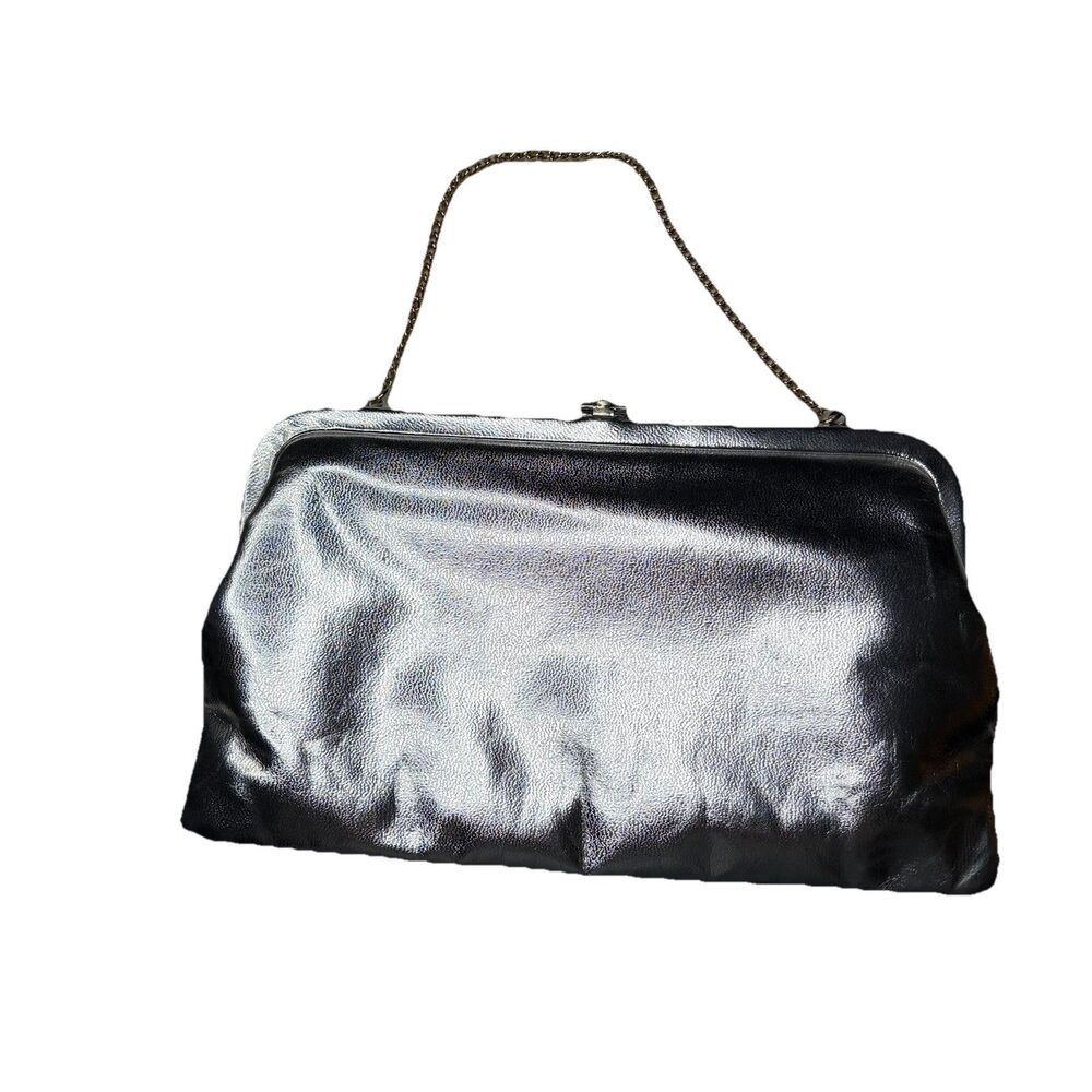 Vintage La France Small Silver Evening Purse Bag Clutch Handbag Chain Handle 60s
